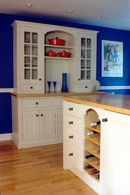 Spray painted fitted kitchen with matching free-standing dresser